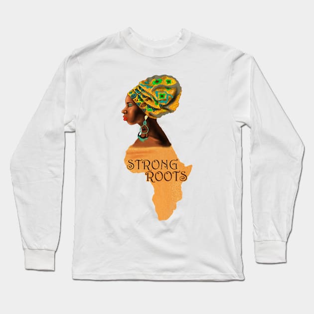 Strong Roots Africa Map Long Sleeve T-Shirt by johnnie2749